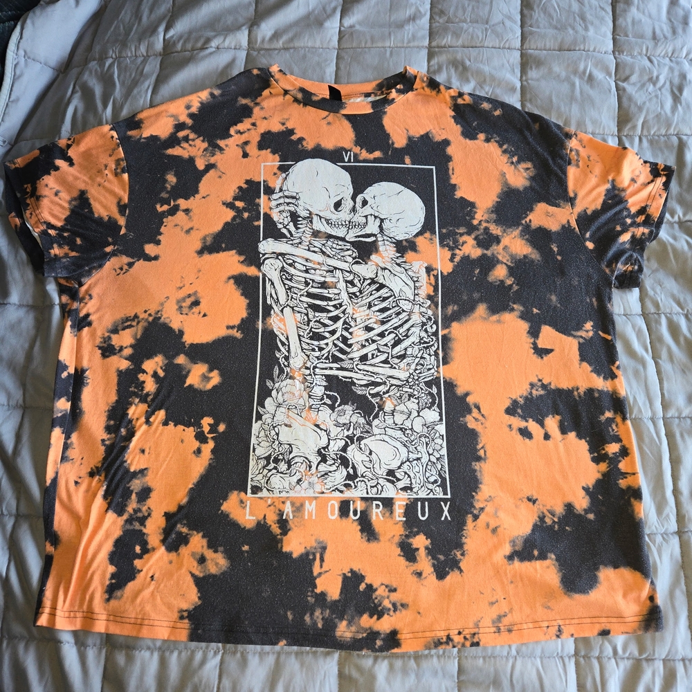 Shein X Orange and Black Tie-Dye Tee